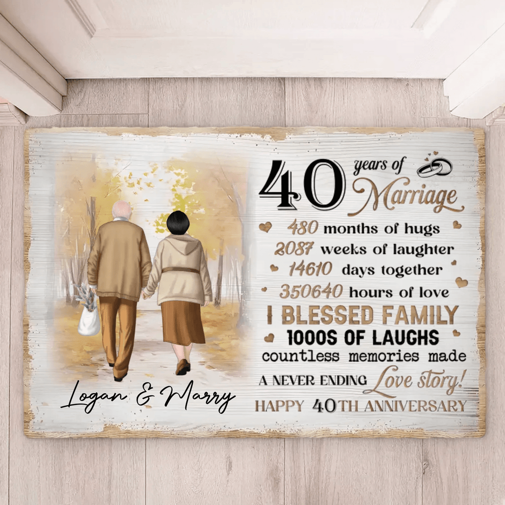 Couple Happy Anniversary - Personalized Doormat 753041 - D - DiyGiftly