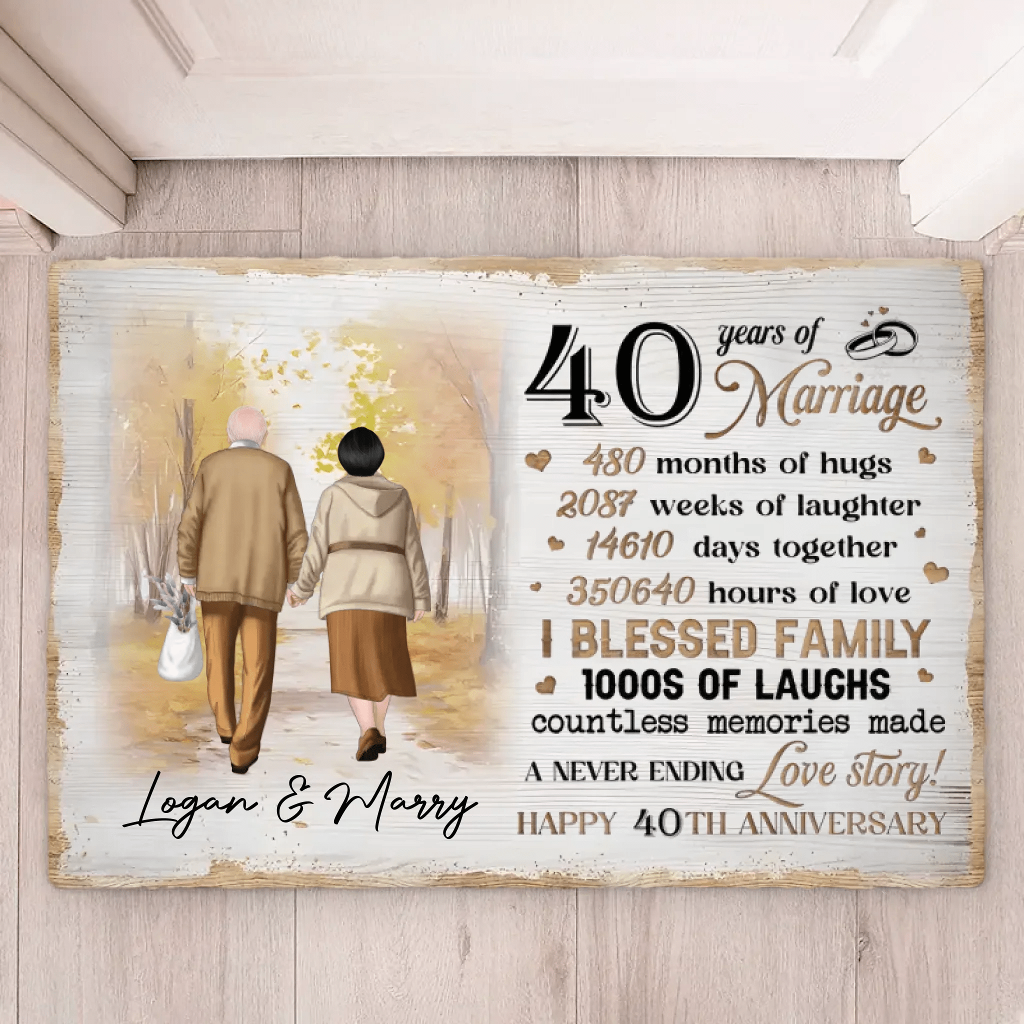 Couple Happy Anniversary - Personalized Doormat 753041 - D - DiyGiftly