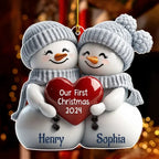 Couple Snowman First Christmas - Personalized Custom Acrylic Ornament 720913 - DiyGiftly