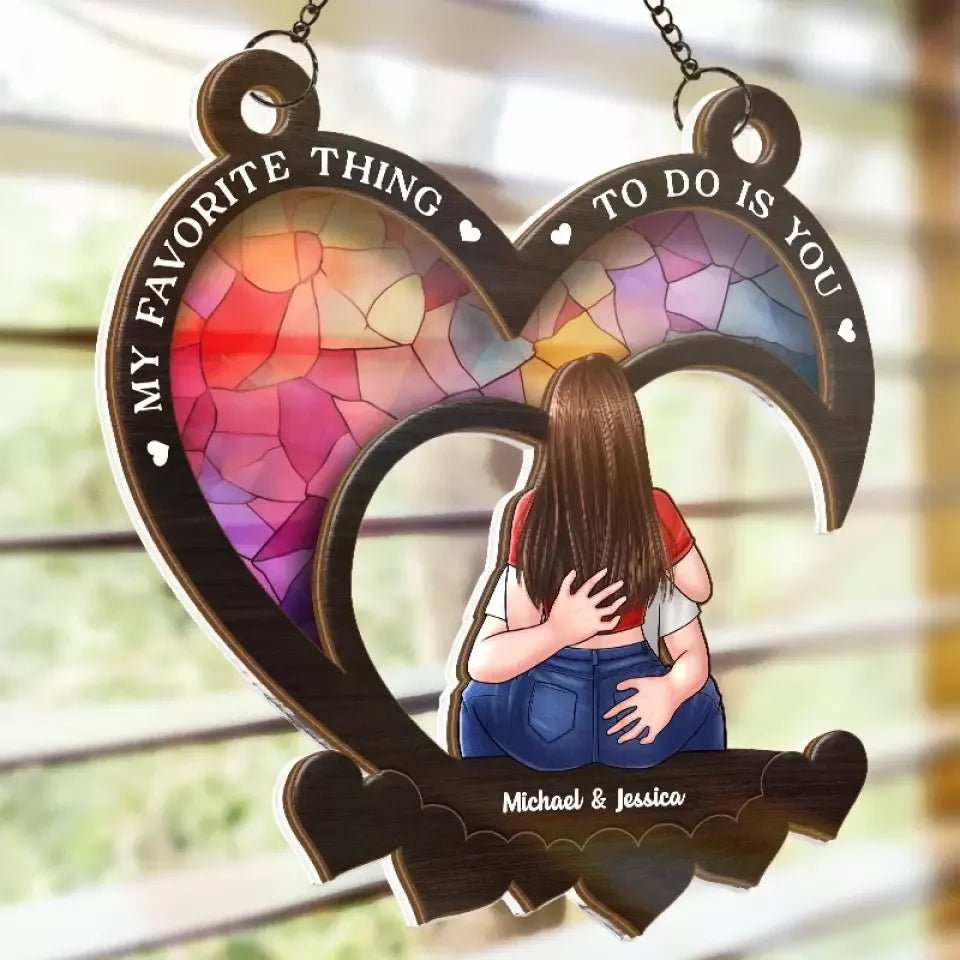 Couples That Laugh Together, Last Together - Couple Personalized Window Hanging Suncatcher - Gift For Husband Wife, Anniversary 670623 - DiyGiftly