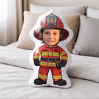 Custom Firefighter Pillow 3D Kids Face Ugly Pillow Personalized Fireman Outfit Design polyester