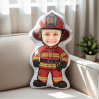 Custom Firefighter Pillow 3D Kids Face Ugly Pillow Personalized Fireman Outfit Design main image