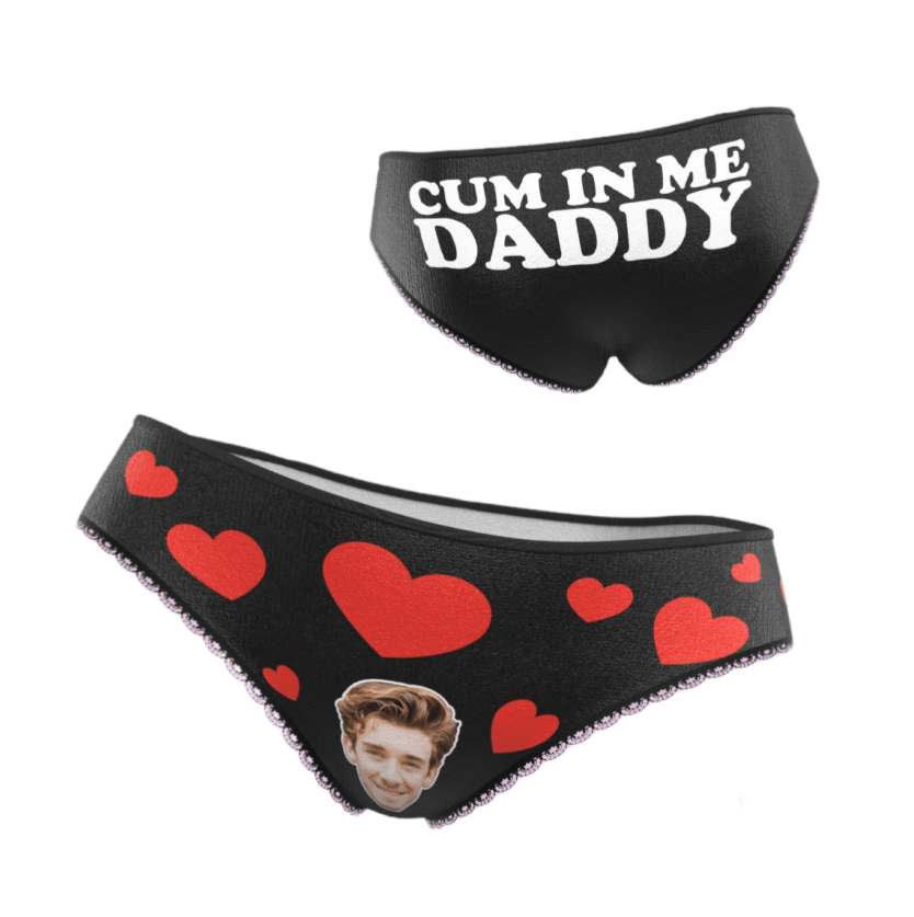 gifts for wife Covered in Kisses and Red Hearts - Custom Face Panties, Personalized Photo Underwear, Playful Couple Surprise