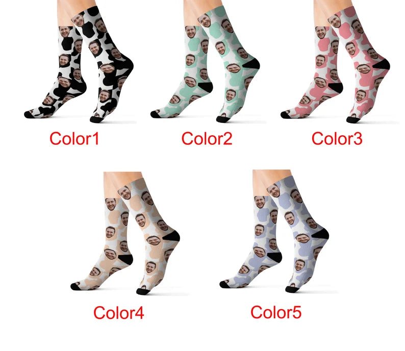 Cow Print, Customized Face Socks, Put Any Face On socks, Personalized Photo Socks, Cow Pattern Socks, Face On Socks,Chirstmas Gift 24771840 - DiyGiftly