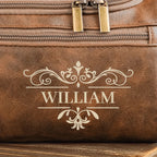 leather toiletry bag personalized groomsmen gift and getaways yellowish brown 9 8in 5 1in 5 5in 25cm 13cm 14cm detail image
