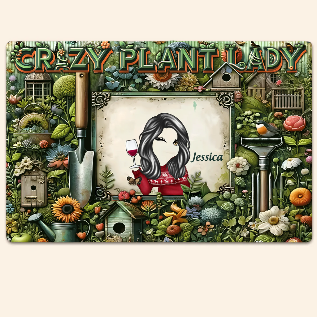 Crazy Plant Lady - Personalized Gardening Rectangle Metal Sign 736397 - 736531 - DiyGiftly