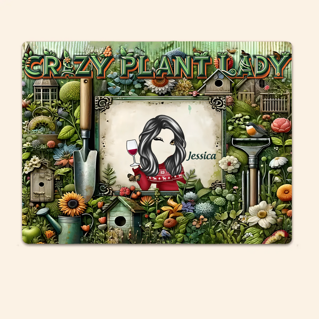 Crazy Plant Lady - Personalized Gardening Rectangle Metal Sign 736397 - 736531 - DiyGiftly