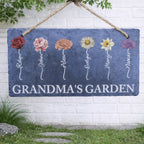 Grandmas garden slate garden sign personalized birth flower rustic outdoor floral marker