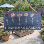 Grandmas garden personalized birth flower slate garden sign mothers day gift for grandparents