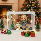 Custom 1 Person & 1 Pet 3D Mini Figure Glass Dollhouse Christmas Scene Display Case Unique Christmas Gift (Production: 10 - 15 Business Day) - DiyGiftly