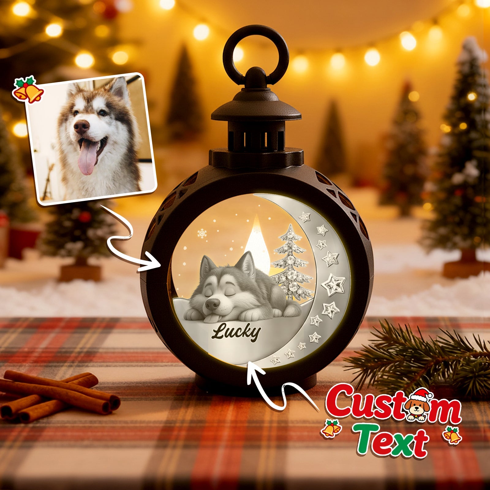 Custom 1 Pet Photo into Cartoon Style Ornament – Personalized Pet Name Christmas Gift for Pet Lovers - DiyGiftly