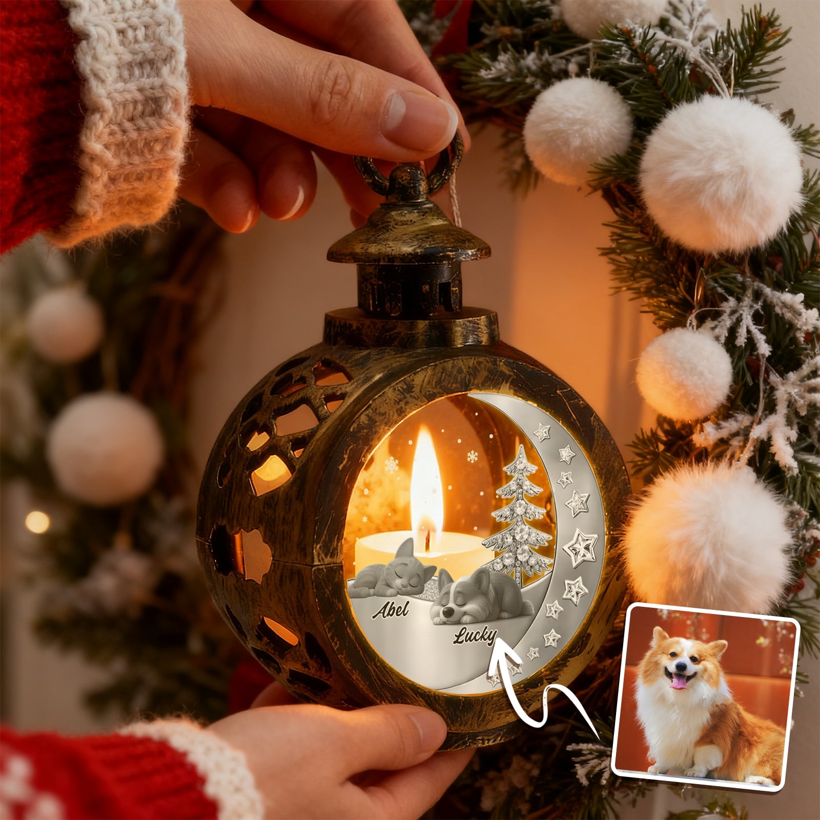 Custom 2 Pets Photo into Cartoon Style Ornament – Personalized Pet Name Christmas Gift for Pet Lovers - DiyGiftly