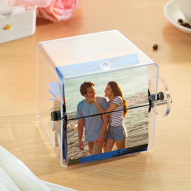 Personalized 24 Photo Album Hand Crank Animation Memory Box 1st Year Anniversary Gift Flipbook Frame