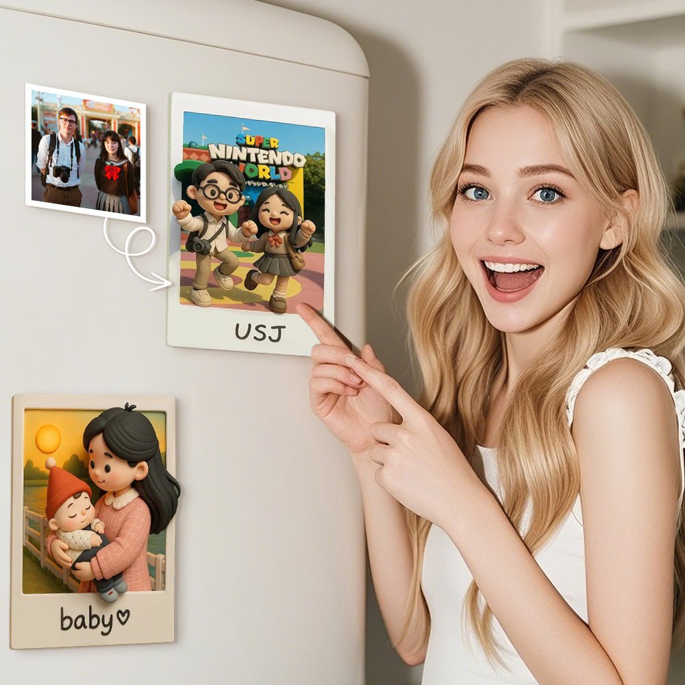 Custom 3D Acrylic Travel Photo Fridge Magnet with Text Anniversary Gift - DiyGiftly