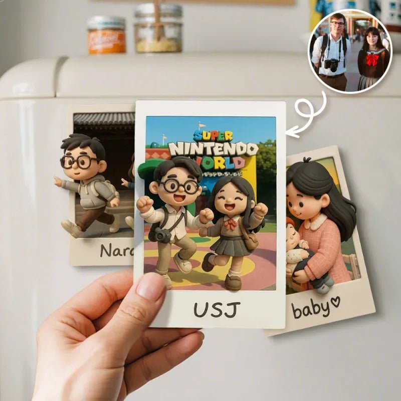 Custom 3D Acrylic Travel Photo Fridge Magnet with Text Anniversary Gift - DiyGiftly