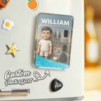 Custom 3D Effect Action Figure Pack Packaging Toy Box Style Art Gift Personalized Quicksand Fridge Magnet Gift for Father - DiyGiftly
