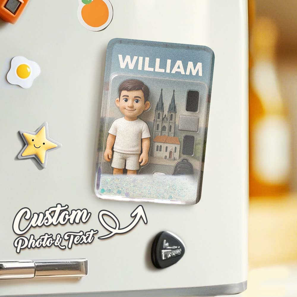 Custom 3D Effect Action Figure Pack Packaging Toy Box Style Art Gift Personalized Quicksand Fridge Magnet Gift for Father - DiyGiftly