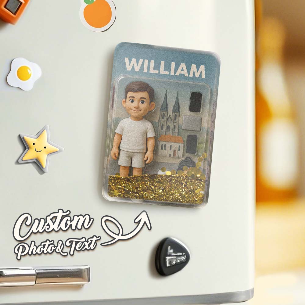 Custom 3D Effect Action Figure Pack Packaging Toy Box Style Art Gift Personalized Quicksand Fridge Magnet Gift for Father - DiyGiftly