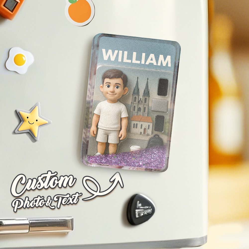 Custom 3D Effect Action Figure Pack Packaging Toy Box Style Art Gift Personalized Quicksand Fridge Magnet Gift for Father - DiyGiftly
