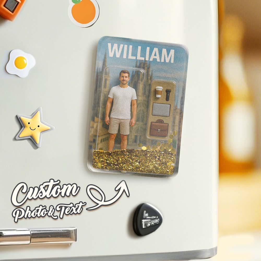 Custom 3D Effect Action Figure Pack Packaging Toy Box Style Art Gift Personalized Quicksand Fridge Magnet Gift for Father - DiyGiftly