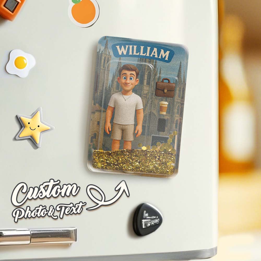 Custom 3D Effect Action Figure Pack Packaging Toy Box Style Art Gift Personalized Quicksand Fridge Magnet Gift for Father - DiyGiftly