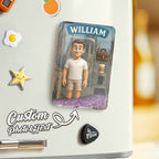 Custom 3D Effect Action Figure Pack Packaging Toy Box Style Art Gift Personalized Quicksand Fridge Magnet Gift for Father - DiyGiftly