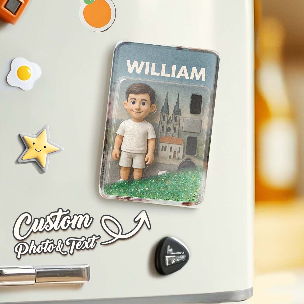 Custom 3D Effect Action Figure Pack Packaging Toy Box Style Art Gift Personalized Quicksand Fridge Magnet Gift for Father - DiyGiftly