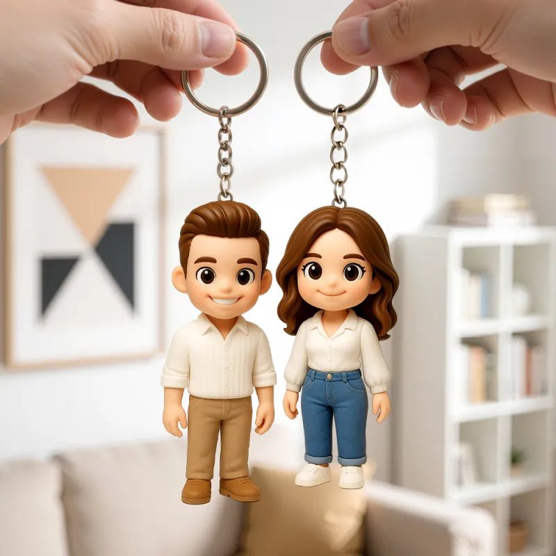 Custom 3D Mini Figure Keychain Figure from Your Photo Personalized Mini Doll Christmas Gift Idea - DiyGiftly