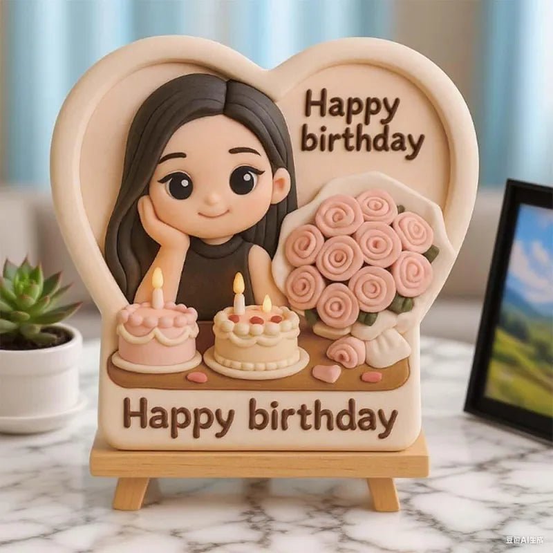 Custom 3D Mini Figurine Decors with Wooden Holder Personalized Unique Home Decor Birthday Gift Wedding Gift Toy For Celebration - DiyGiftly