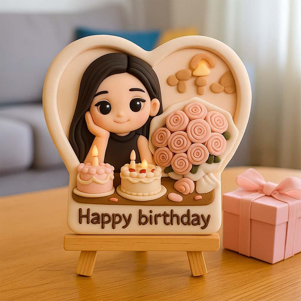 Custom 3D Mini Figurine Decors with Wooden Holder Personalized Unique Home Decor Birthday Gift Wedding Gift Toy For Celebration - DiyGiftly