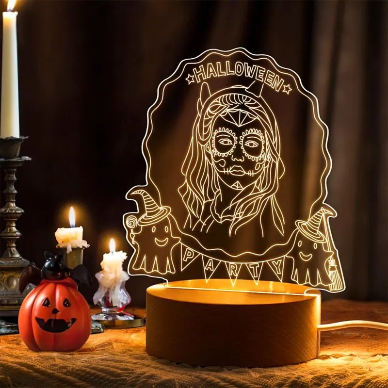 Custom 3D Photo Halloween LED Night Light Custom Halloween Lamp Decor Gift for Halloween - DiyGiftly