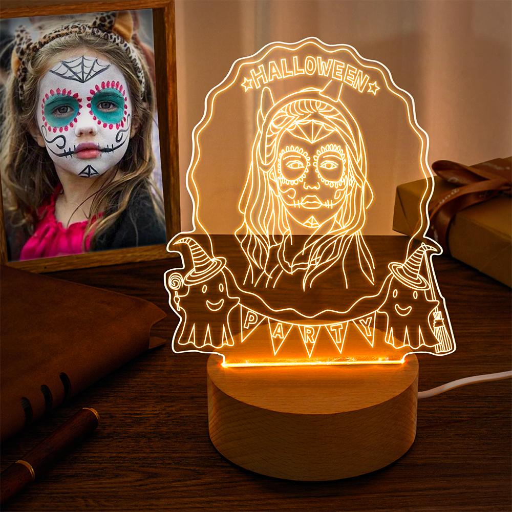 Custom 3D Photo Halloween LED Night Light Custom Halloween Lamp Decor Gift for Halloween - DiyGiftly
