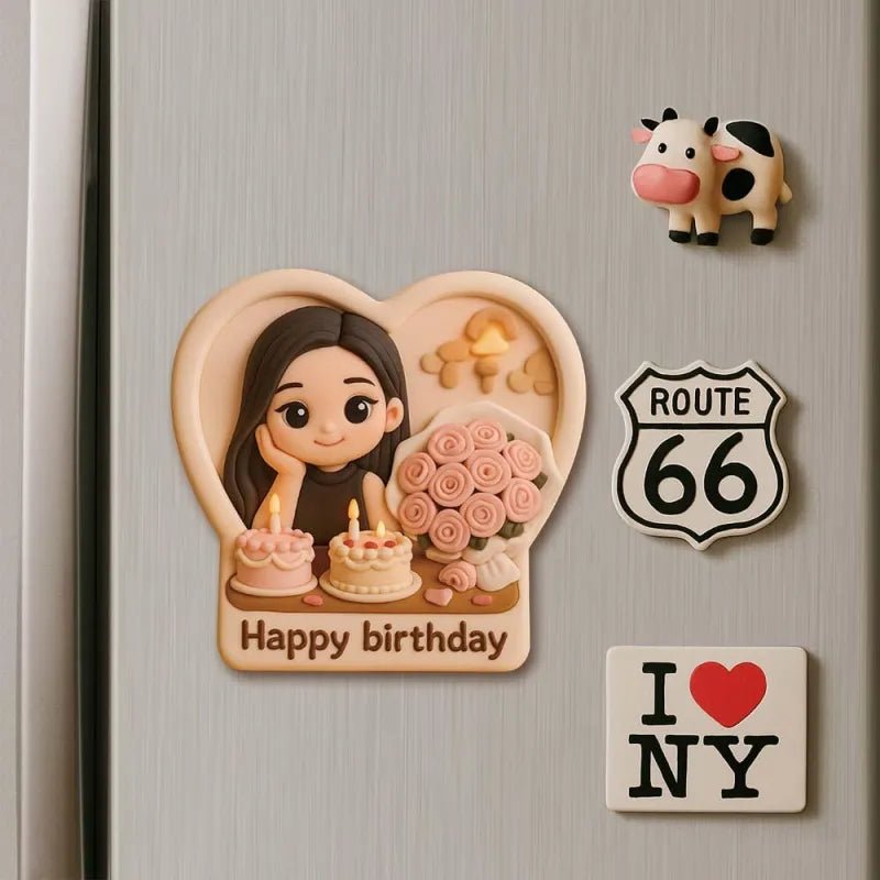 Custom 3D Printed Fridge Magnet from Photo 3D Mini Figurine Refrigerator Magnet Personalized Cartoon Character with Magnetic Backing - DiyGiftly