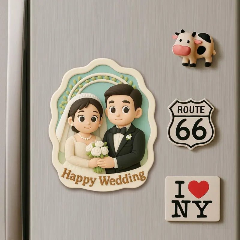 Custom 3D Printed Fridge Magnet from Photo 3D Mini Figurine Refrigerator Magnet Personalized Cartoon Character with Magnetic Backing - DiyGiftly