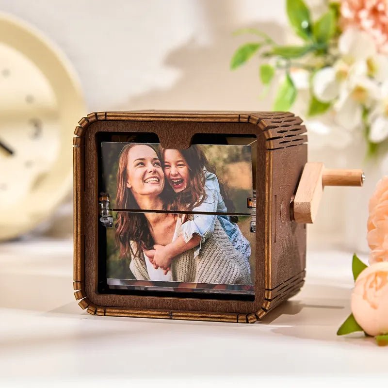 Custom 8/16 Photos Music Flipbook Frame Animation Machine Mechanical Hand - cranked Photo Album with Light Unique Mother's Day Gifts - DiyGiftly
