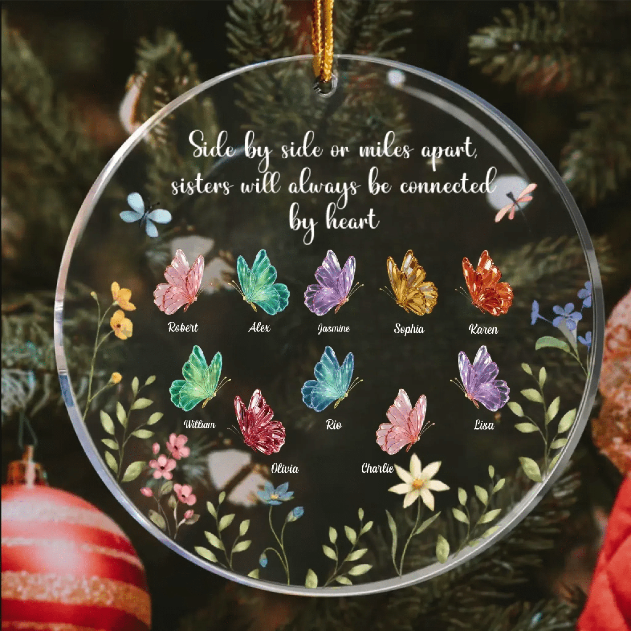 Custom Acrylic Butterfly Ornament for Sisters – Sisters Are Like Butterflies Quote – Personalized Gift for Sister, Best Friend or Daughter 1051081 - DiyGiftly
