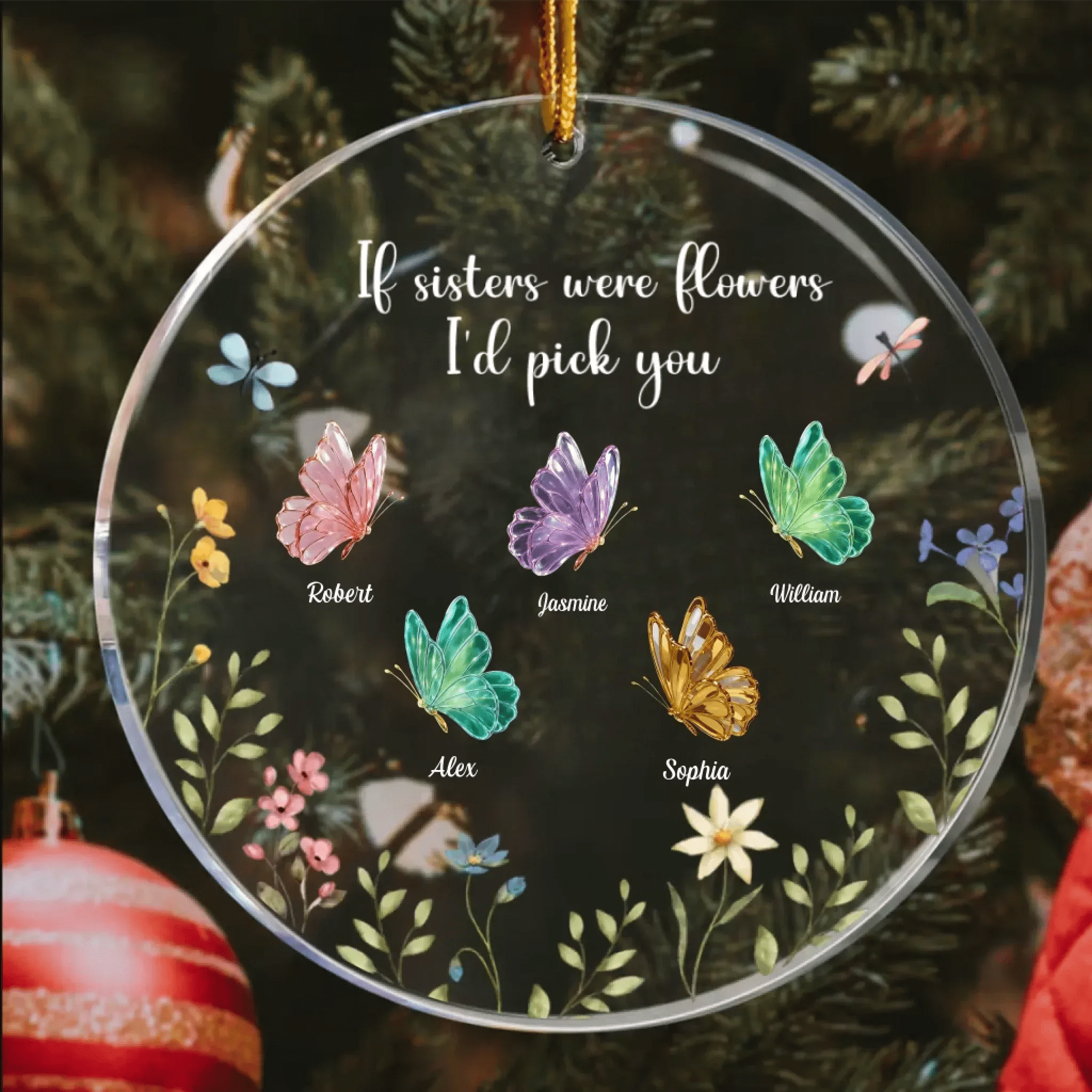 Custom Acrylic Butterfly Ornament for Sisters – Sisters Are Like Butterflies Quote – Personalized Gift for Sister, Best Friend or Daughter 1051081 - DiyGiftly