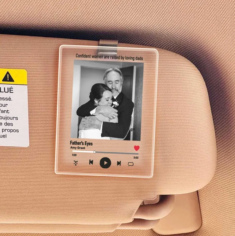 Custom Acrylic Music Dad Visor Clip, Custom Photo Drive Safe Daddy Car Hanger, Personalized Car Visor Clip, Fathers Day Gift For Husband Dad 41411584 - DiyGiftly