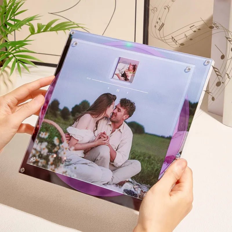 Custom Acrylic Music Photo Frame with Rotating Disc 9 Photos & Songs Personalized MP3 Voice Gift Christmas Gifts - DiyGiftly