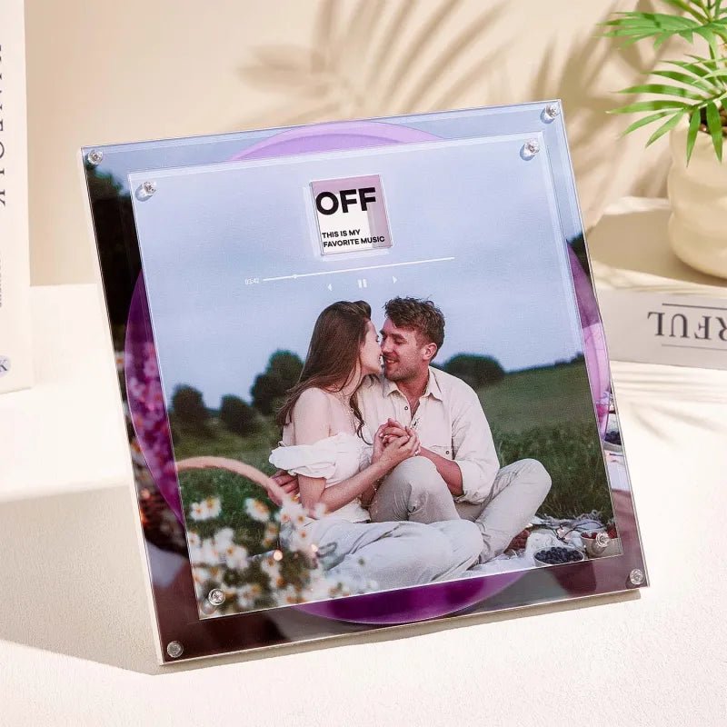 Custom Acrylic Music Photo Frame with Rotating Disc 9 Photos & Songs Personalized MP3 Voice Gift Christmas Gifts - DiyGiftly