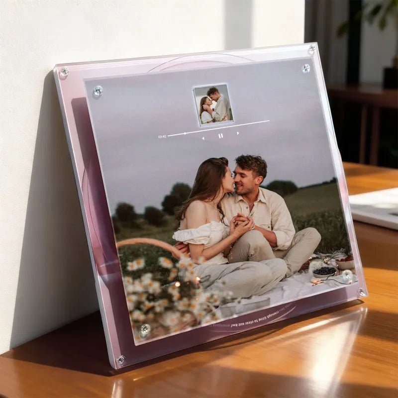 Custom Acrylic Music Photo Frame with Rotating Disc 9 Photos & Songs Personalized MP3 Voice Gift Christmas Gifts - DiyGiftly