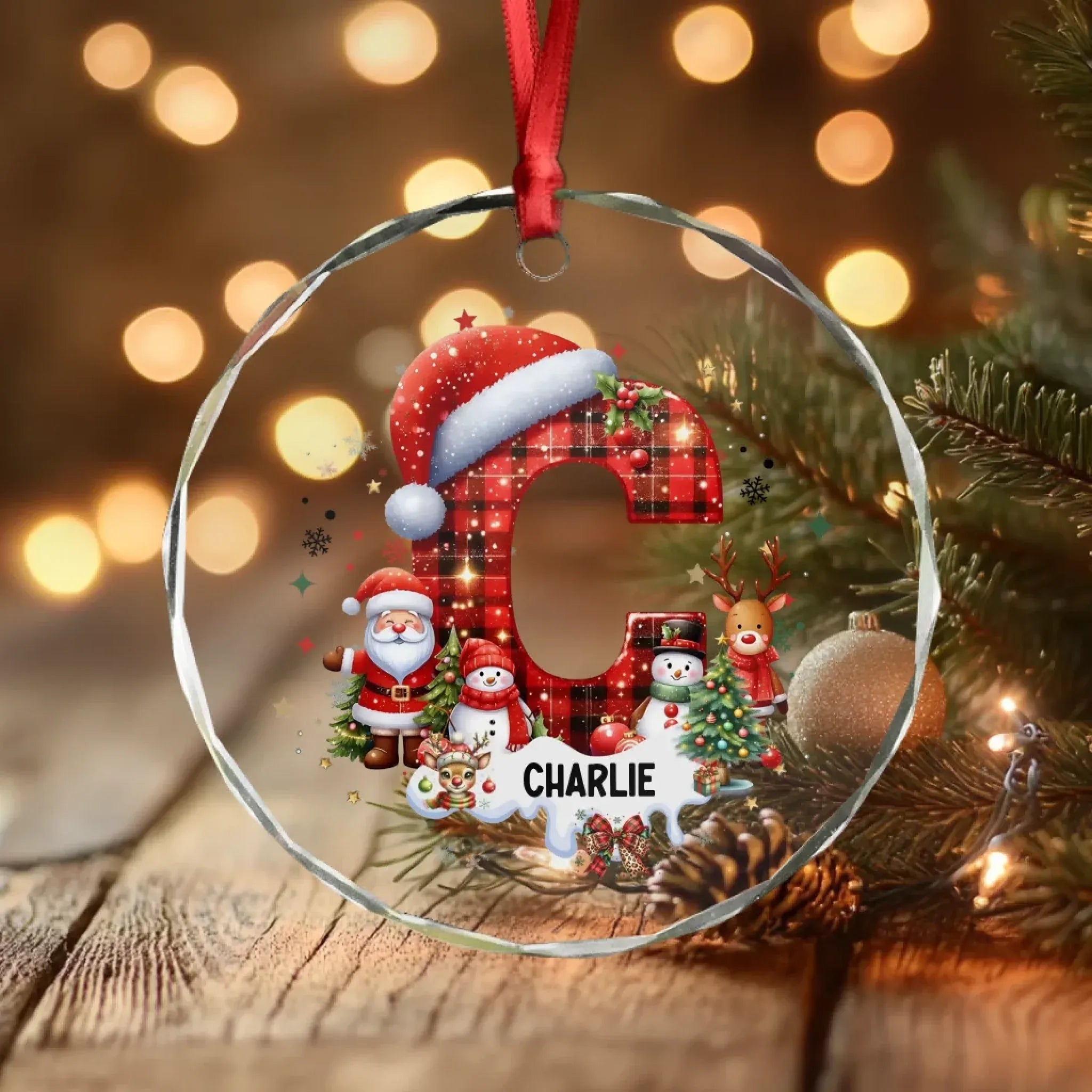 Custom Alphabet Christmas Ornament – Personalized Glass Ornament with Initials, Monogram Holiday Decor, Custom Letter Christmas Keepsake, Gift for Family & Friends 1054547 - DiyGiftly