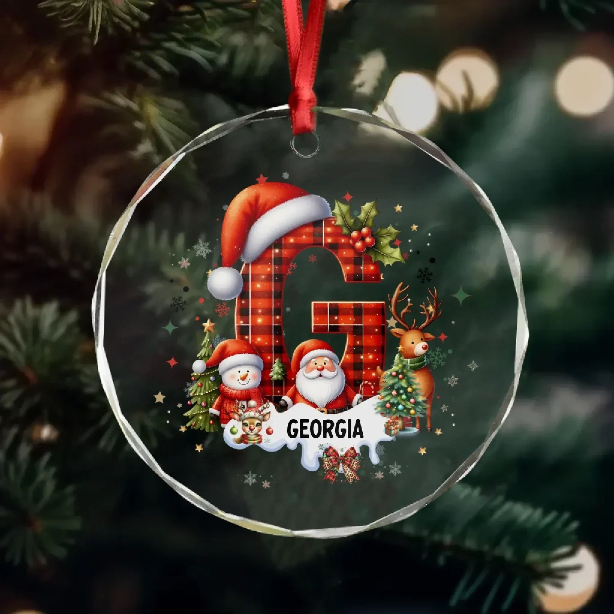 Custom Alphabet Christmas Ornament – Personalized Glass Ornament with Initials, Monogram Holiday Decor, Custom Letter Christmas Keepsake, Gift for Family & Friends 1054547 - DiyGiftly