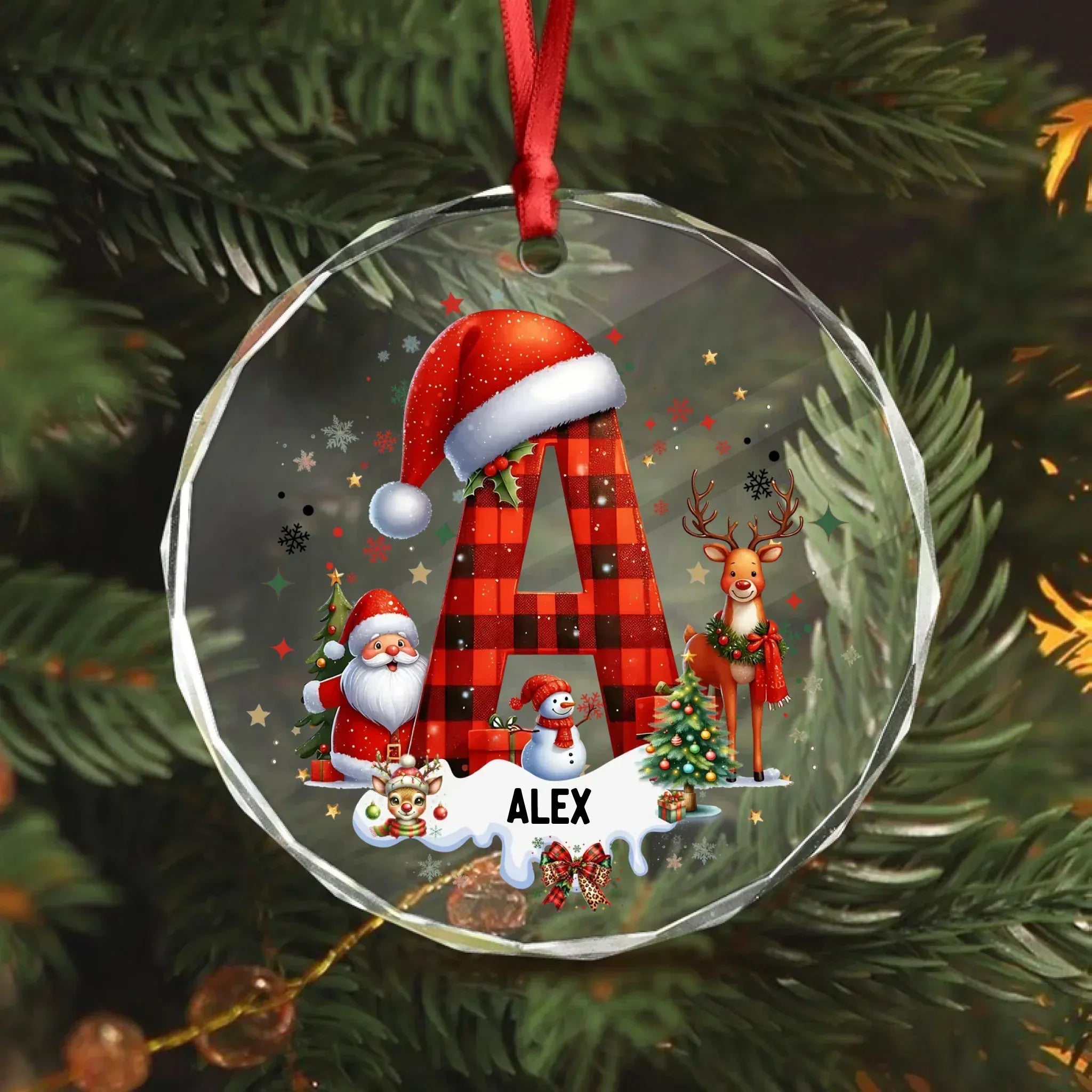 Custom Alphabet Christmas Ornament – Personalized Glass Ornament with Initials, Monogram Holiday Decor, Custom Letter Christmas Keepsake, Gift for Family & Friends 1054547 - DiyGiftly