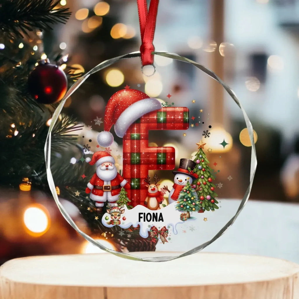 Custom Alphabet Christmas Ornament – Personalized Glass Ornament with Initials, Monogram Holiday Decor, Custom Letter Christmas Keepsake, Gift for Family & Friends 1054547 - DiyGiftly