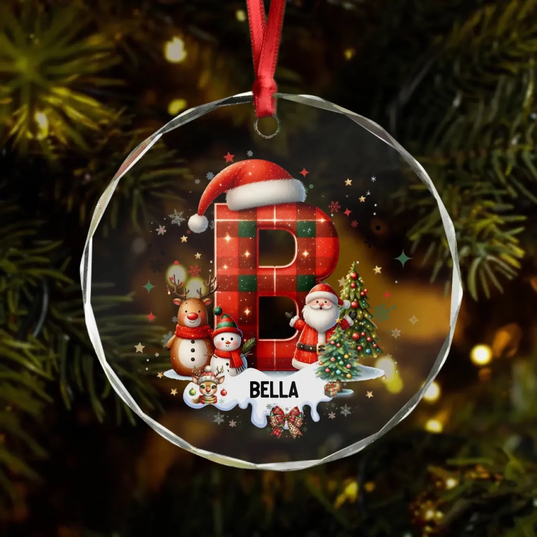Custom Alphabet Christmas Ornament – Personalized Glass Ornament with Initials, Monogram Holiday Decor, Custom Letter Christmas Keepsake, Gift for Family & Friends 1054547 - DiyGiftly