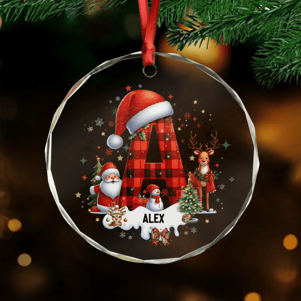 Custom Alphabet Christmas Ornament – Personalized Glass Ornament with Initials, Monogram Holiday Decor, Custom Letter Christmas Keepsake, Gift for Family & Friends 1054547 - DiyGiftly