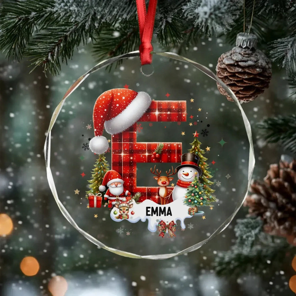 Custom Alphabet Christmas Ornament – Personalized Glass Ornament with Initials, Monogram Holiday Decor, Custom Letter Christmas Keepsake, Gift for Family & Friends 1054547 - DiyGiftly
