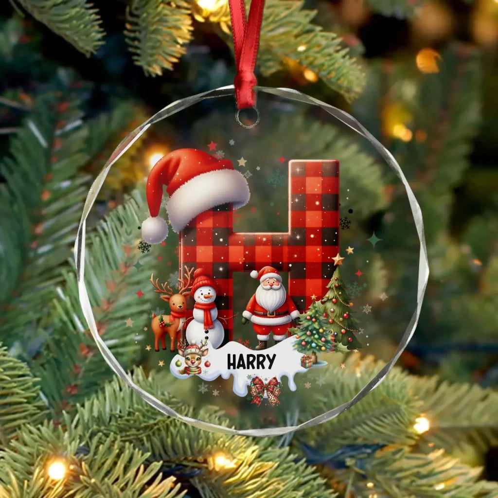 Custom Alphabet Christmas Ornament – Personalized Glass Ornament with Initials, Monogram Holiday Decor, Custom Letter Christmas Keepsake, Gift for Family & Friends 1054547 - DiyGiftly
