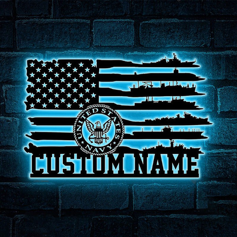 Custom American Flag and Navy Ship Metal Emblem – Personalized Patriotic Wall Art, Military or Veteran Home Decor Gift 63583232 - DiyGiftly